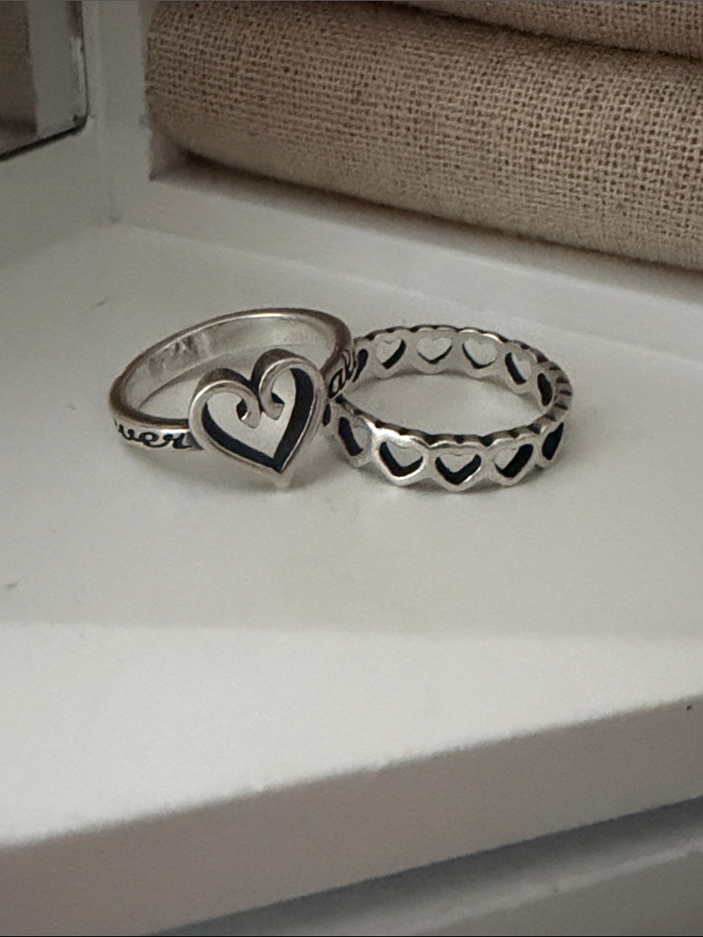 James Avery Silver Heart Stack Ring Set